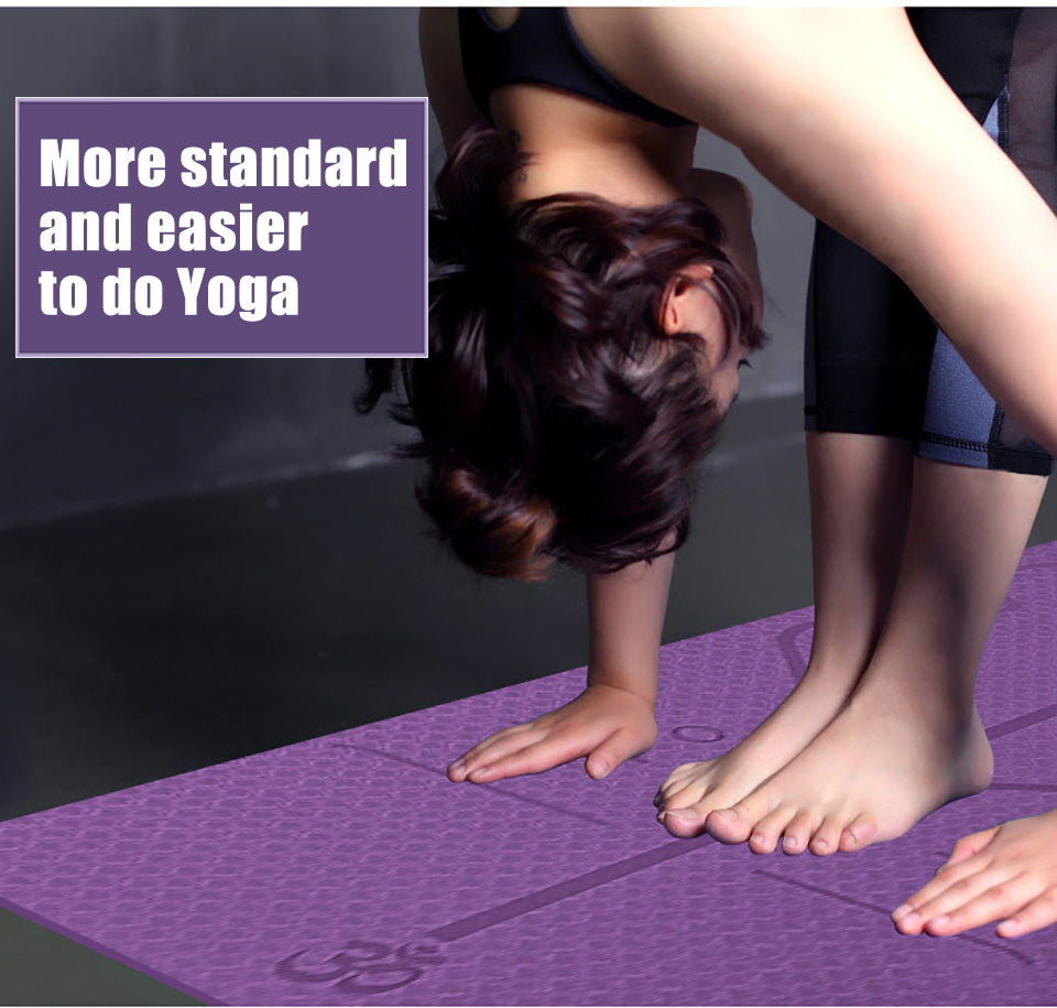 Non Slip TPE Yoga Mat Position Line Beginner
